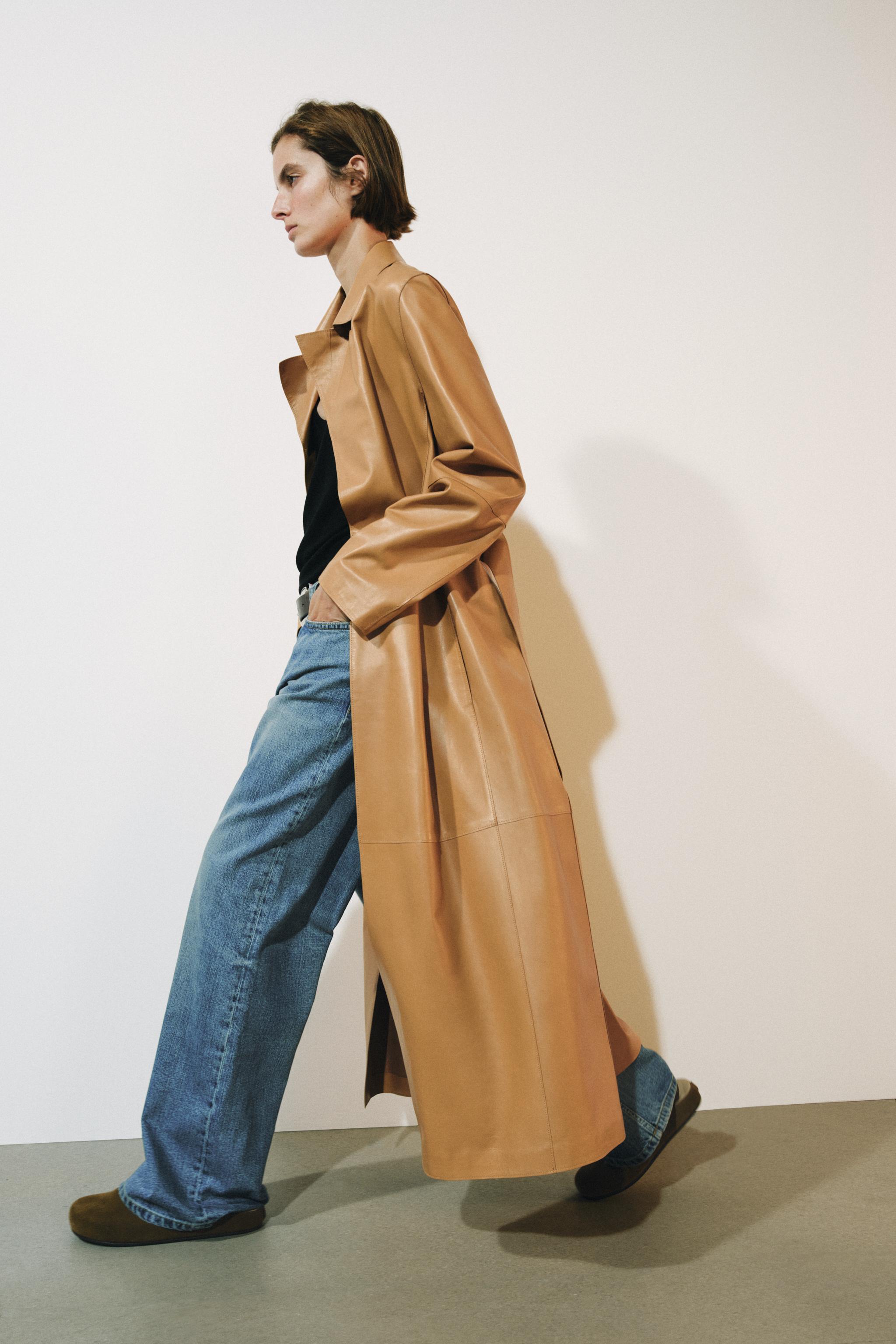 ZW COLLECTION 100% LEATHER BELTED COAT